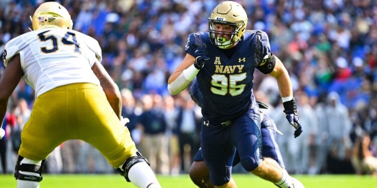 Navy defensive end Jacob Busic