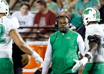 Marshall head coach Charles Huff