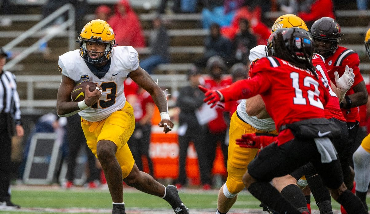 Toledo Rockets wide receiver Jerjuan Newton plays during an NCAA