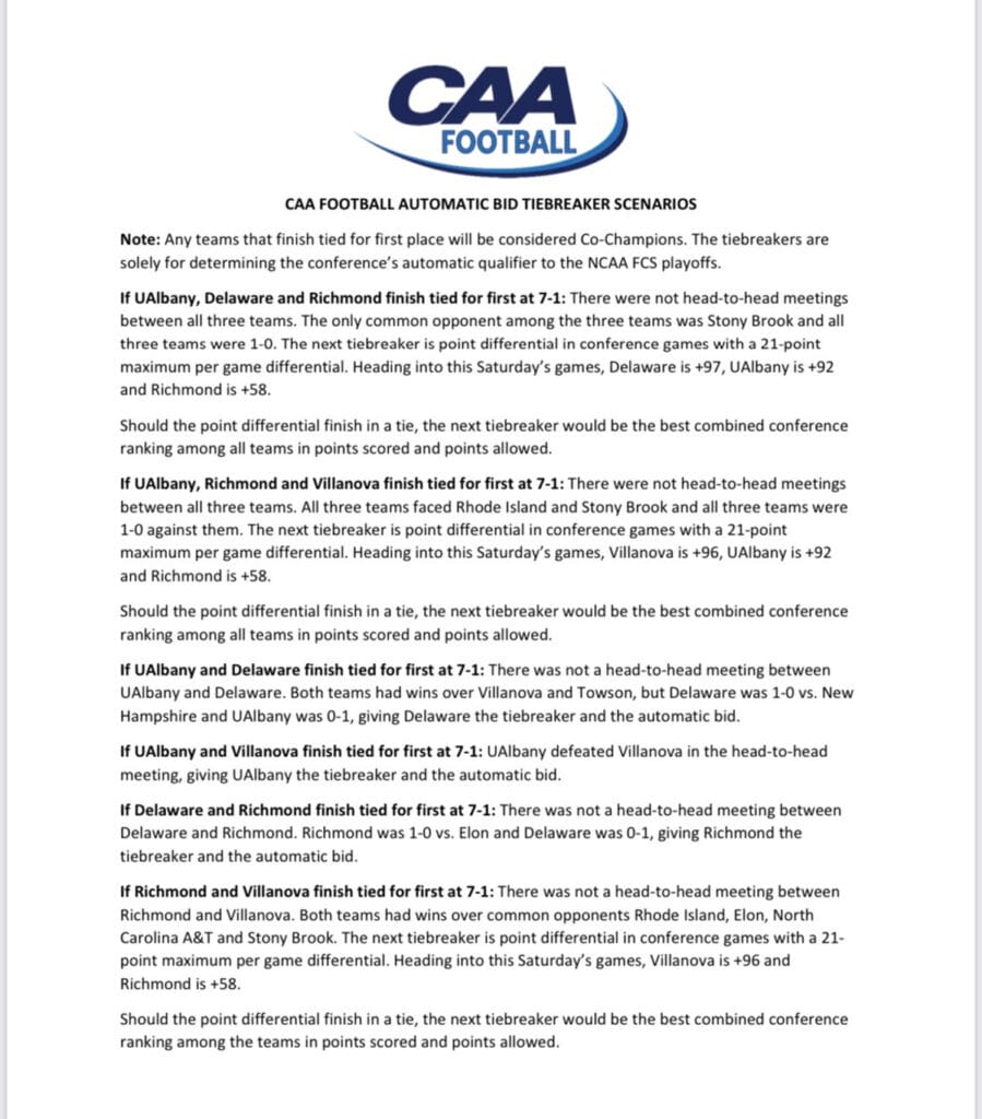 CAA tiebreaker scenarios