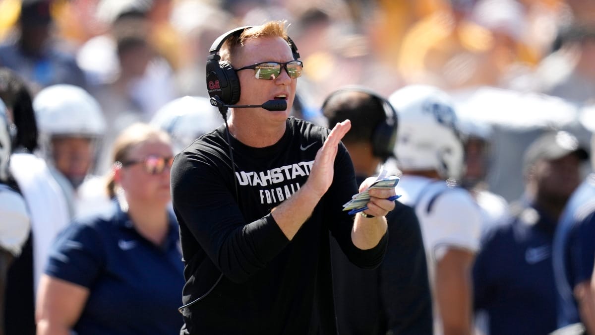 Utah State head coach Blake Anderson