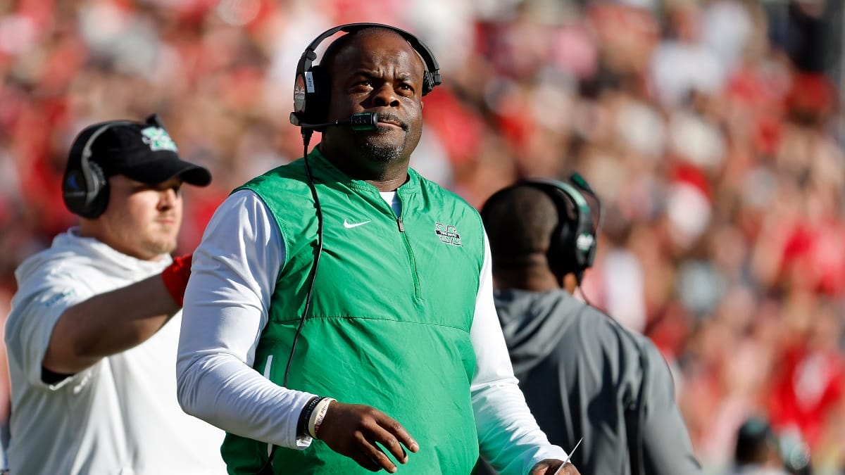 Marshall head coach Charles Huff