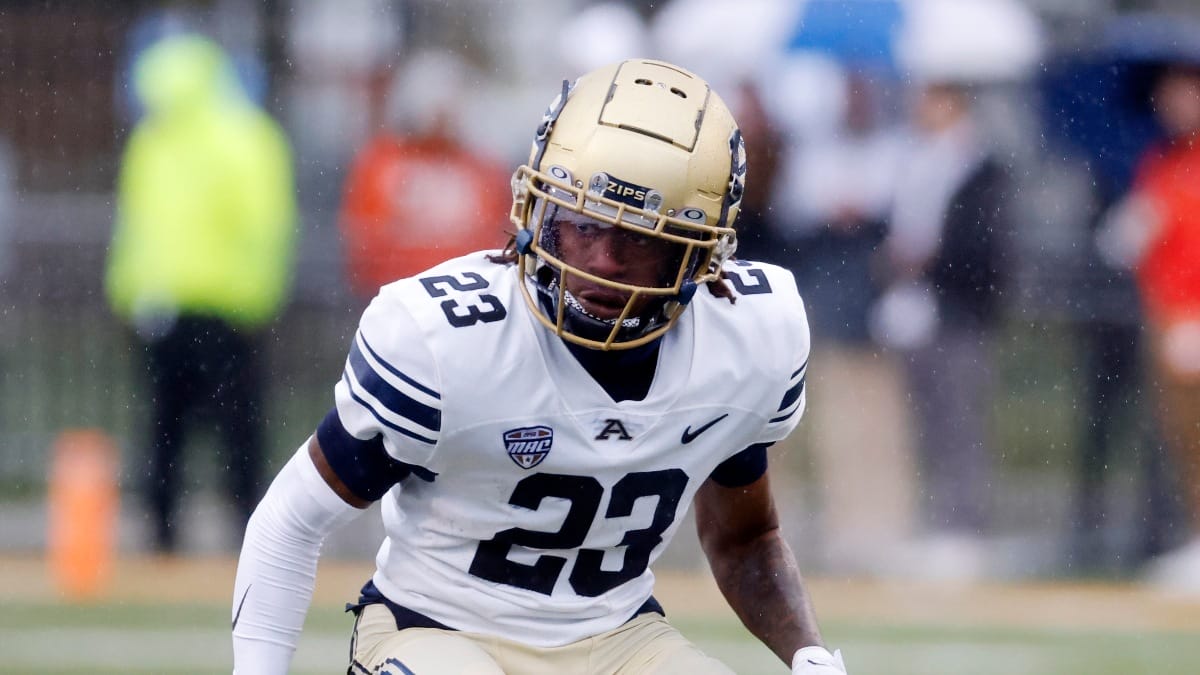 Akron defensive back Silas Proby
