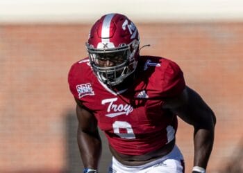 Troy linebacker Richard Jibunor