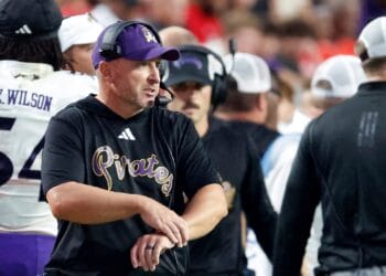 East Carolina head coach Blake Harrell