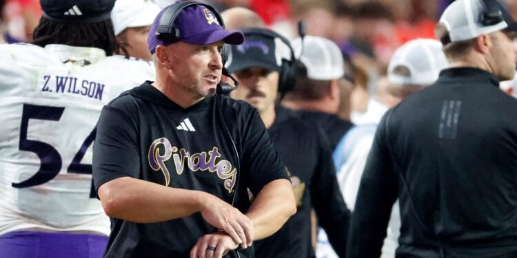 East Carolina head coach Blake Harrell